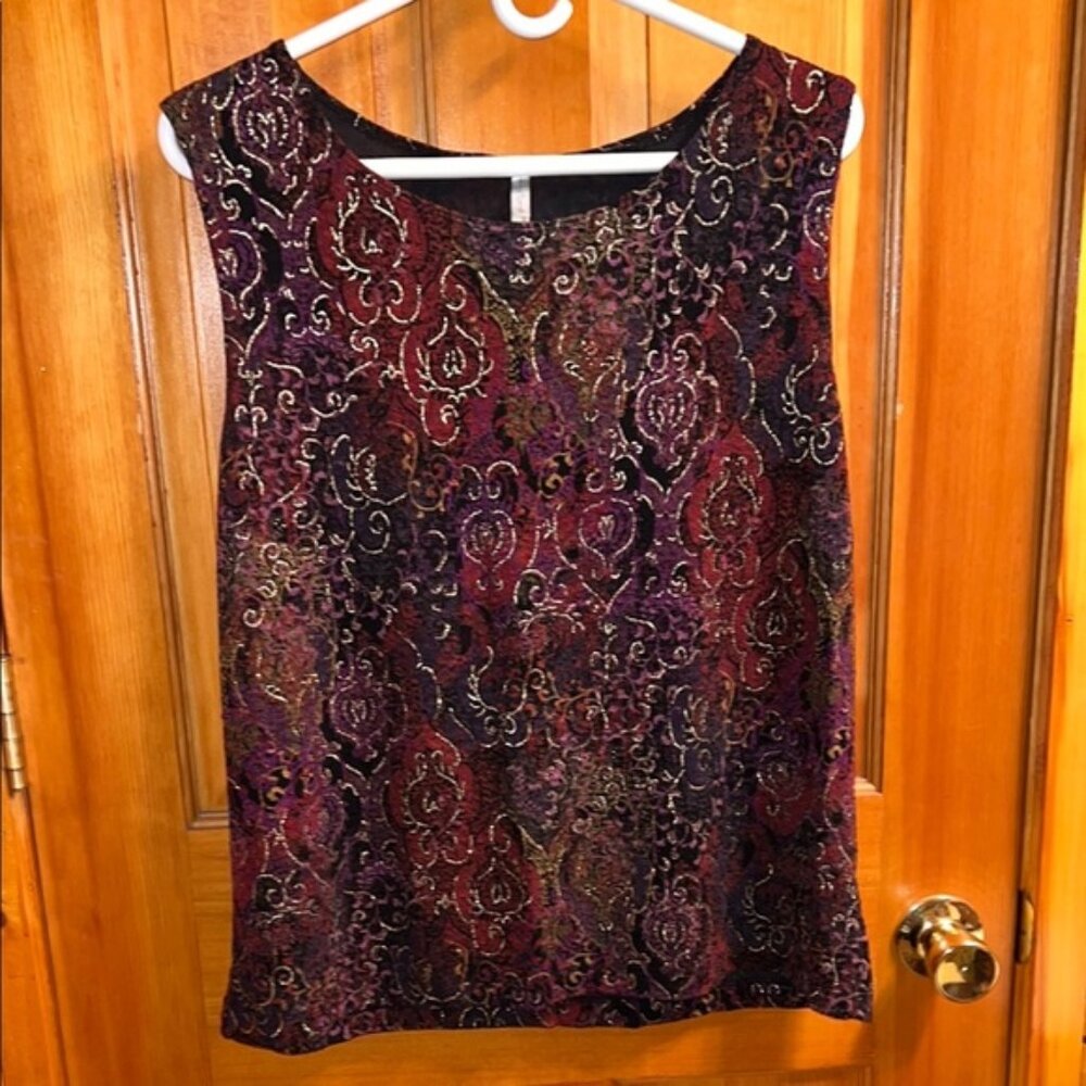 White Stag Red and Black Graphic Blouse